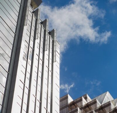 Building with Clouds overhead